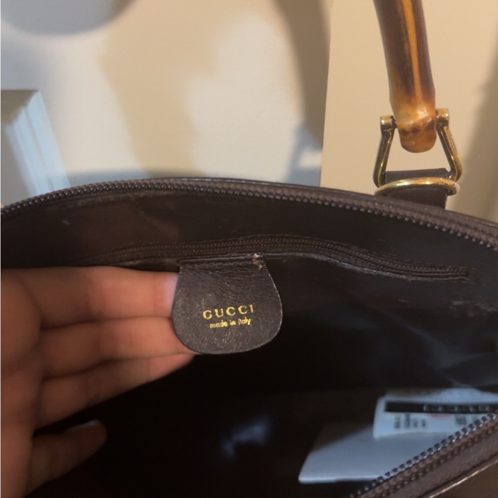 Gucci Dark Brown Leather Bag with Bamboo Handle - Picture 5 of 6